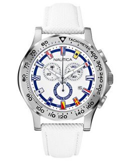 Nautica Watch, Mens Chronograph White Polyurethane Strap 46mm N19598G   Watches   Jewelry & Watches