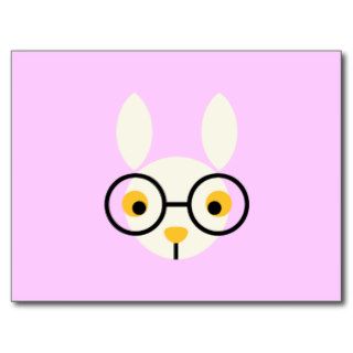Rabbit Rabbits Bunny Head Cute Glasses Cartoon Postcards