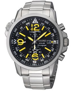 Seiko Mens Chronograph Solar Stainless Steel Bracelet Watch 42mm SSC093   Watches   Jewelry & Watches