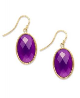 14k Gold over Sterling Silver Earrings, Purple Chalcedony Drop Earrings (21 124mm)   Earrings   Jewelry & Watches