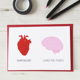 heart and brain love card by newton and the apple