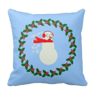 Farting Snowman Cartoon Pillow