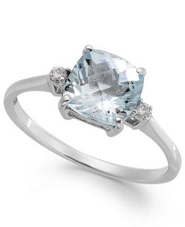 Aquamarine (1 1/3 ct. t.w.) and Diamond Accent Ring in 14k White Gold   Rings   Jewelry & Watches