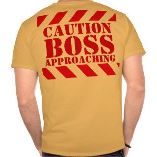 Caution BOSS warning stripes red & yellow t shirt