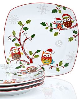 222 Fifth Holiday Set of 4 Enchanted Woods Christmas Dessert Plates   Serveware   Dining & Entertaining