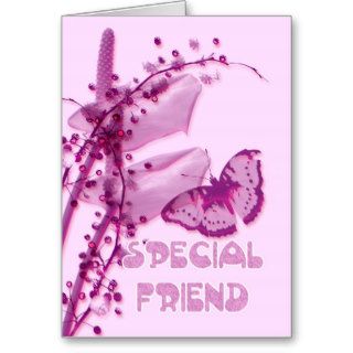 Special Friend Birthday card, pink with buttefly a