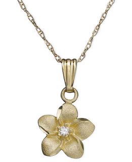 Childrens 14k Gold Necklace, Diamond Accent Flower   Necklaces   Jewelry & Watches