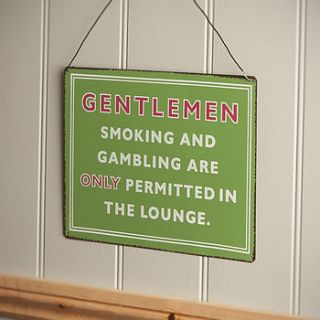 gentleman's smoking lounge retro metal sign by the contemporary home