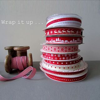 festive christmas giftwrapping ribbon by gertie & mabel