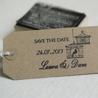 personalised birdcages save the date stamp by beautiful day