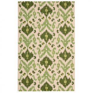 Andrea Stark 100% Wool Ivory & Green Rug 5ft 6In x 7ft