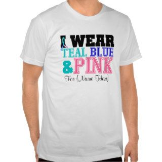 Personalize I Wear Teal Pink & Blue Thyroid Cancer Tees