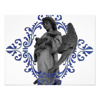 Ornate Blue Stone Angel Custom Invitations