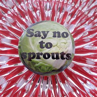 say no to sprouts christmas badge by edamay