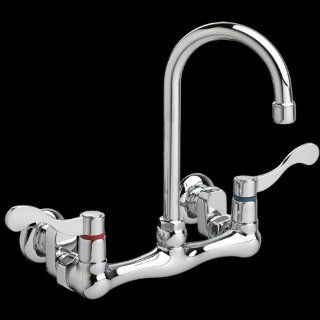 American Standard 7293.172H.002 Heritage Wall Mount Sink Faucet with Gooseneck Spout and Metal Wrist Blade Handles, Polished Chrome   Touch On Bathroom Sink Faucets  