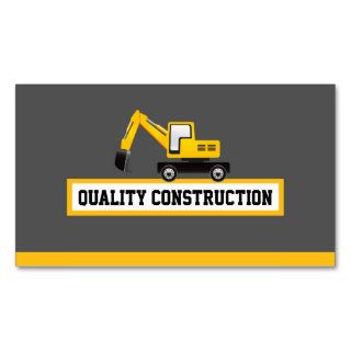 Construction Manager   Yellow Excavator Business Card Templates
