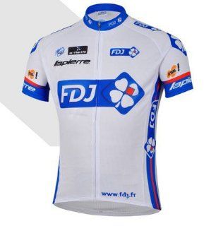 2013 FDJ Team Short Sleeved Cycling Jersey Top Bike Sports Clothes FDJ Cycling Team Shirt Outdoor Shirt (Large(Height172 177CM Weight63 69 KG))  Sports Fan T Shirts  Sports & Outdoors