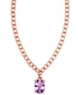 Bronzarte 18k Rose Gold over Bronze Necklace, Amethyst Oval Pendant (8 ct. t.w.)   Necklaces   Jewelry & Watches