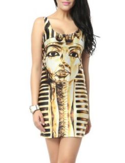 Prettyguide Women Pharaoh Egyptian King Tribal Tutankhamun Face Print Dress