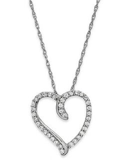 Diamond Necklace, Sterling Silver Diamond Heart Pendant (1/4 ct. t.w.)   Necklaces   Jewelry & Watches