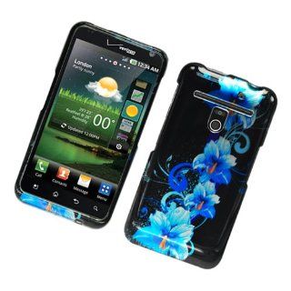 Eagle Cell PILGVS910G2D169 Stylish Hard Snap On Protective Case for LG Esteem S910   Retail Packaging   Four Blue Flowers Cell Phones & Accessories