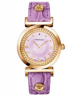 Versace Watch, Womens Swiss Vanity Violet Croco Calfskin Leather Strap 35mm P5Q80D702 S702   Watches   Jewelry & Watches