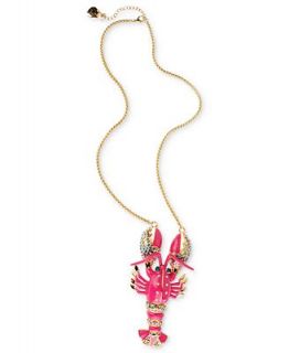 Betsey Johnson Antique Gold Tone Large Lobster Pendant Long Necklace   Fashion Jewelry   Jewelry & Watches