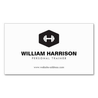 MODERN DUMBBELL LOGO FOR PERSONAL TRAINER, FITNESS BUSINESS CARD TEMPLATE