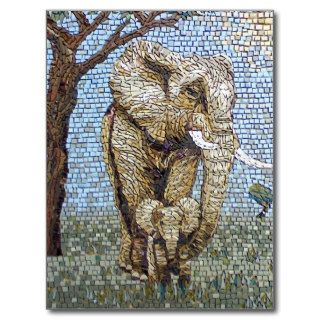 Mosaic elephant post cards