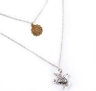 bird and charm double layered necklace by francesca rossi designs
