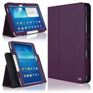 Duzign Trace Case Cover with Stand & Detachable Pocket (Purple) for Samsung Galaxy Tab 3 10.1 (Built in magnet for sleep/wake feature) Electronics