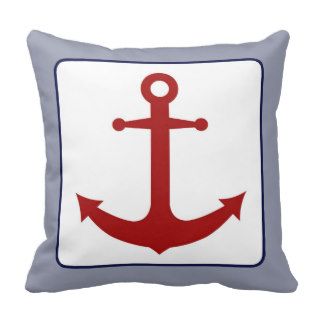 Nautical Anchor   Red White and Blue Pillows