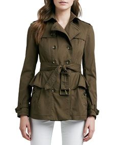 Burberry Brit Belted Peplum Trench Jacket