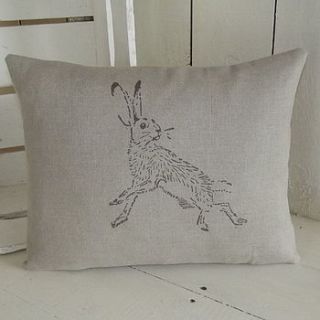 ' natural linen hare ' cushion by rustic country crafts