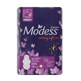 Modess Cottony Soft All Night with Wings Sanitary Napkins 12 Pads Health & Personal Care