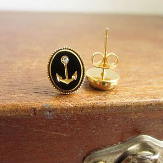 anchor me nautical stud earrings by loubijoux