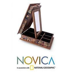 Handcrafted Pinewood 'Floral Magic' Decoupage Jewelry Box (Mexico) Novica Jewelry Boxes