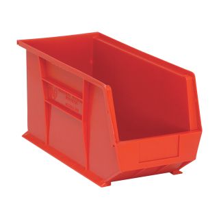 Quantum Storage Heavy Duty Stacking Bins — 18in. x 8 1/4in. x 9in. Size, Red, Carton of 6  Ultra Stack   Hang Bins