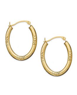 10k Gold Earrings, Engraved Oval Hoop Earrings   Earrings   Jewelry & Watches