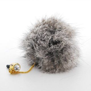 p2s88 Grey Faux Fur Headphone Plug Dust Protector Charm for any Wireless Device with 3.5mm Headset Jack Cell Phones & Accessories