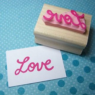 retro love hand carved rubber stamp by skull and cross buns