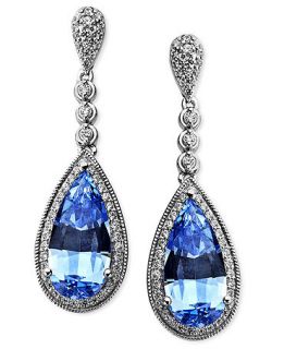 Arabella Sterling Silver Earrings, Blue and White Swarovski Zirconia Earrings (10 7/8 ct. t.w.)   Earrings   Jewelry & Watches