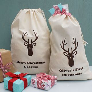 personalised stag christmas sack by sparks clothing