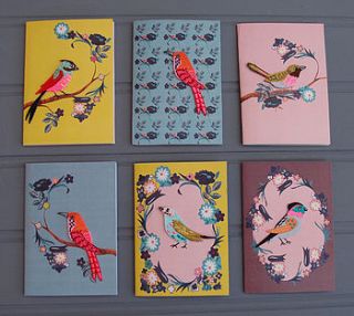 embroidered bird greeting cards by petra boase