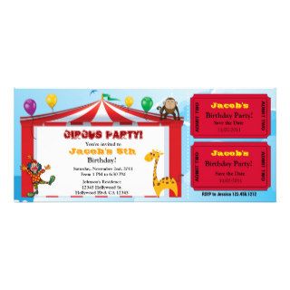 Kids Circus Birthday Ticket Invites