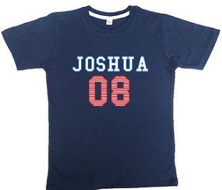 boy's personalised t shirt college style by tillie mint