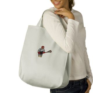 Lacrosse Player Embroidered on Bag Embroidered Bags
