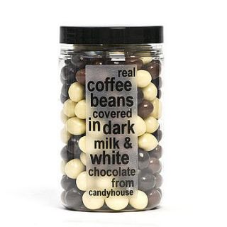 real coffee beans covered in dark, milk & white chocolate by candyhouse