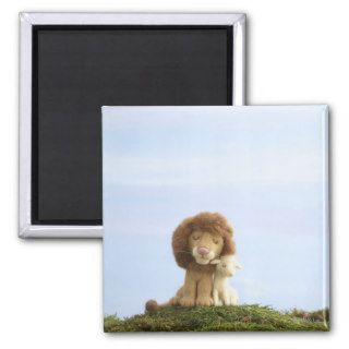 "Felt Lion and Lamb Photo Poster Print" Fridge Magnets