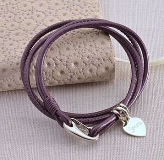 personalised sterling silver and leather wrap bracelet by hurley burley